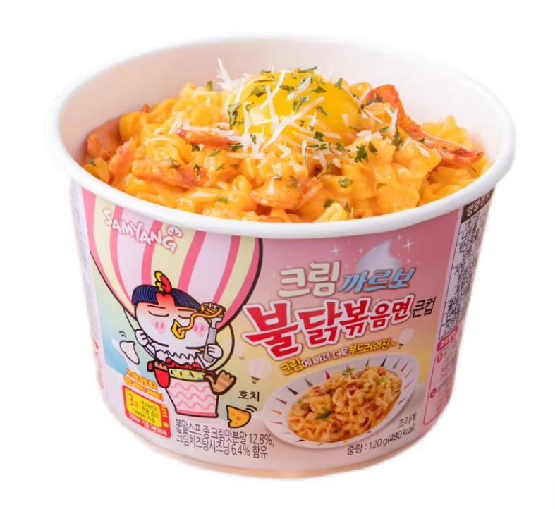 Buldak Artificial Spicy Chicken Flavor Ramen Cream Carbonara Flavor (6 Big Bowls) 