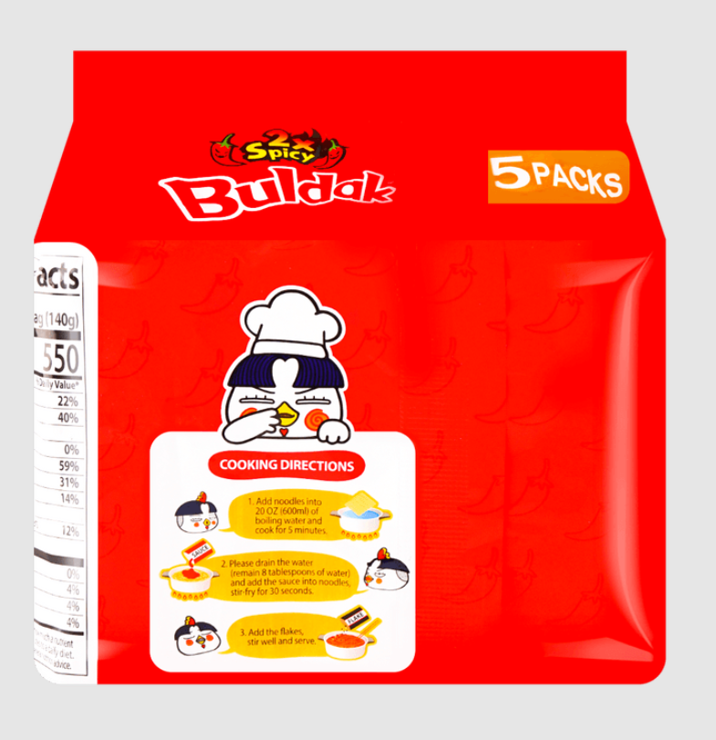 Buldak Artificial Spicy Chicken Flavor Ramen 2X Spicy